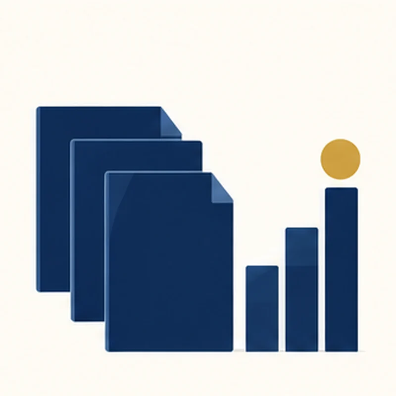 Illustration of ledgers, a growth chart and a verification shield representing tax and GST filing