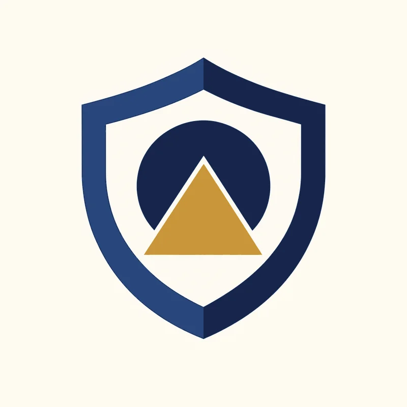 Illustration of a shield enclosing a geometric brand mark, representing trademark protection